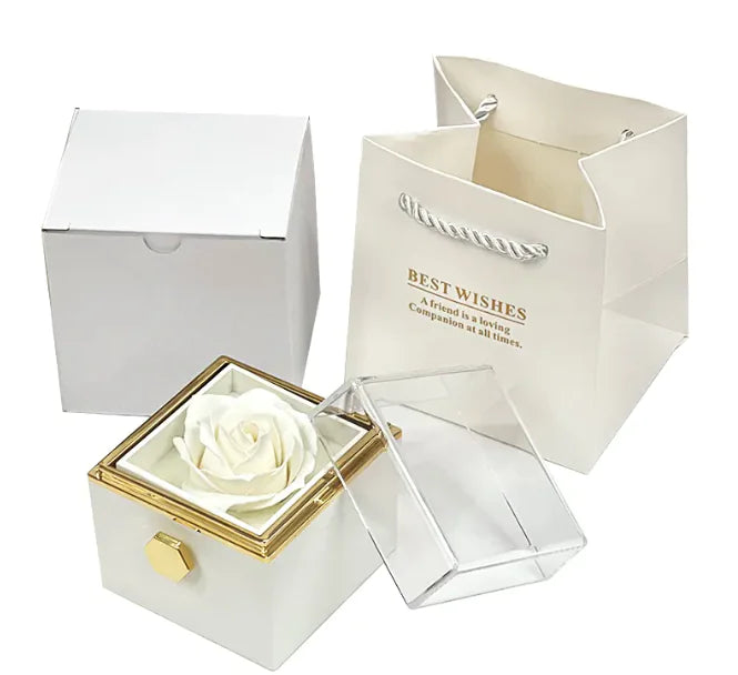 Rotating Soap Flower Rose Gift Box Creative Rotating Rose Jewelry Packaging Box Valentine's Day Gift For Women