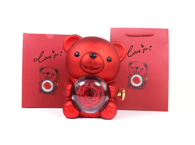 Eternal Rose Teddy Bear Gift Box