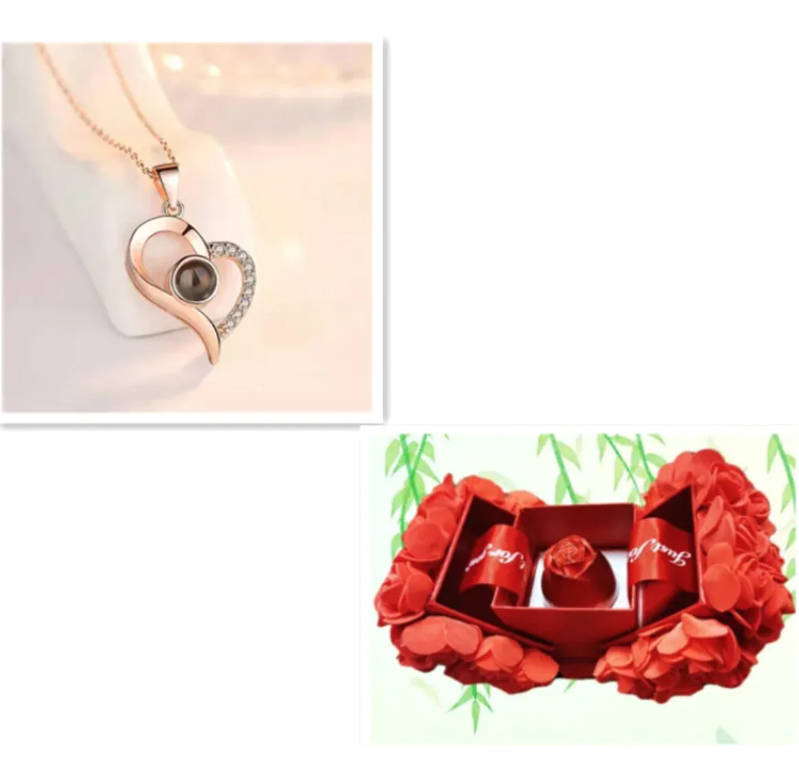 Metal Rose Jewelry Gift Box Necklace